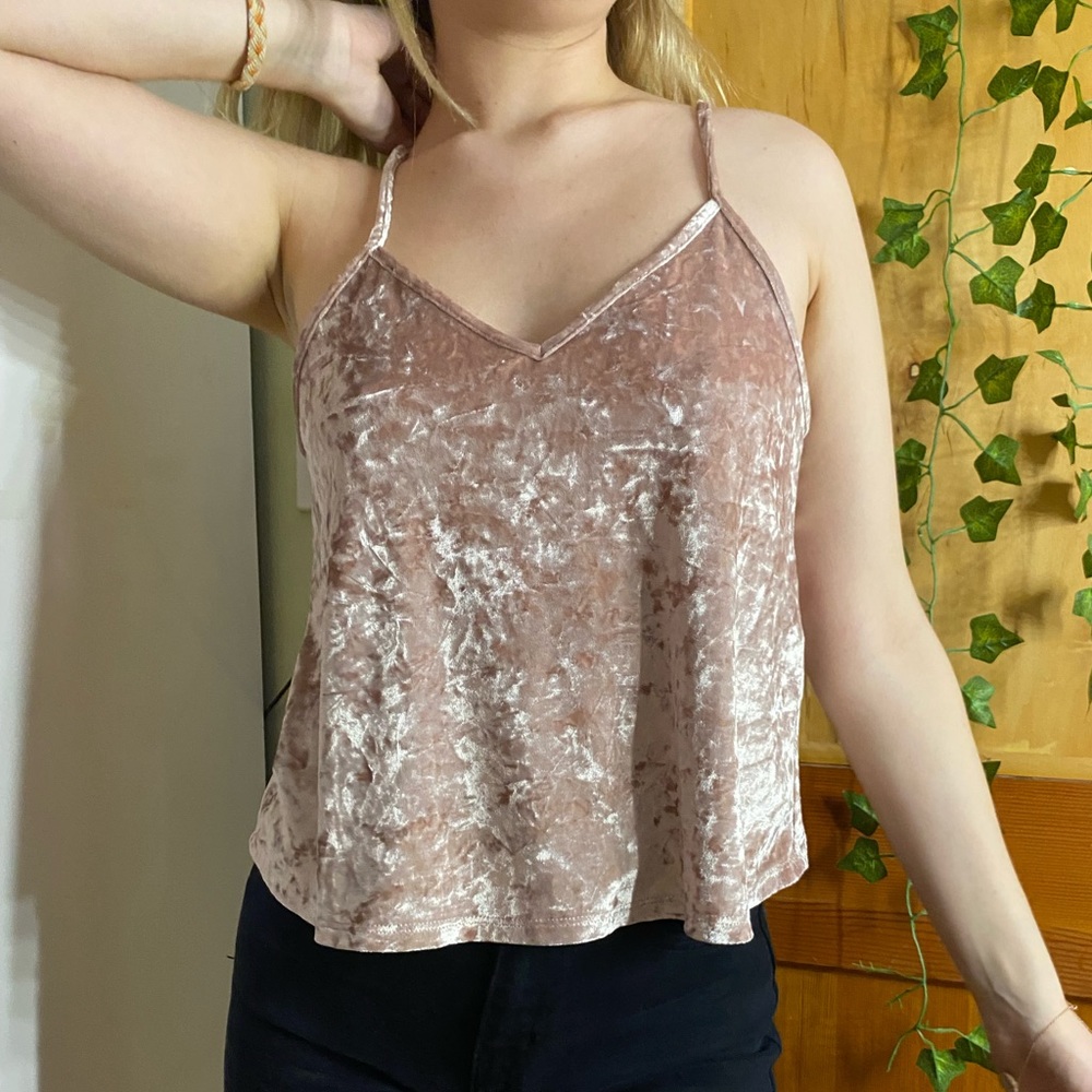 Forever 21 pink/rose crushed velvet tank top